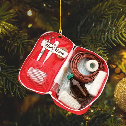 Miniatura 5 de Adorno de Navidad paramédico EMS personalizado, decoración de árbol con nombre personalizado para socorristas, profesionales médicos, regalo
