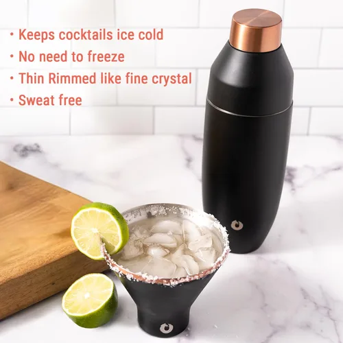 Miniatura 3 de SNOWFOX Juego de 2 vasos de Martini de acero inoxidable con aislamiento al vacío de alta calidad, Martinis Stay Icy Cold, copas de cóctel sin tallo