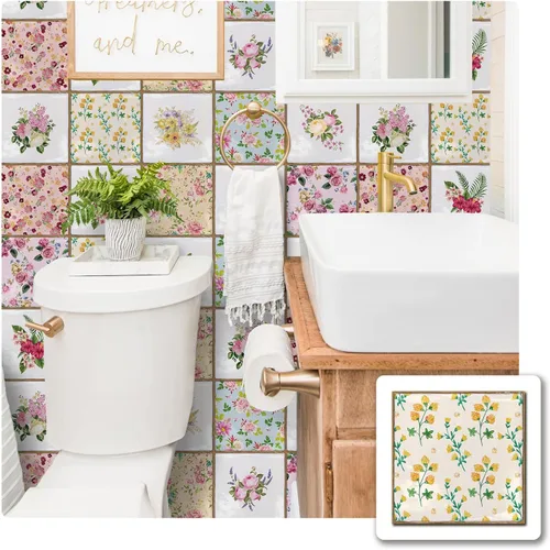 Miniatura 13 de Alwayspon Vinilo adhesivo efecto piedra, pegatinas para azulejos de pared autoadhesivas, protector antisalpicaduras para cocina y baño, T026