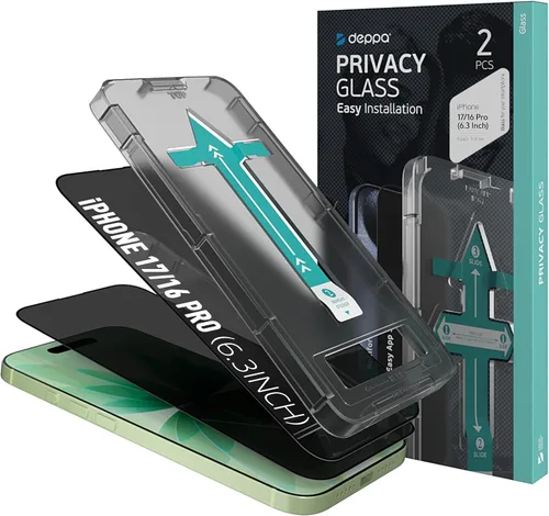 Miniatura 9 de Deppa Protector de pantalla de privacidad premium para iPhone 15 Pro (6.1 pies), vidrio templado de borde a borde, cubierta completa con bandeja