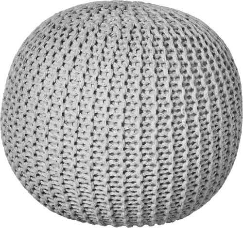 Miniatura 12 de Urban Shop Puf redondo tejido, Microfibra, Gris
