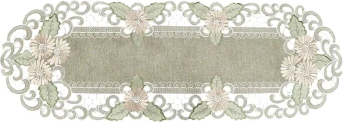 Miniatura 4 de LINENS ART AND THINGS - Camino de mesa bordado con margaritas doradas, flor con leche, bufanda (16 pulgadas de ancho x 70 largo)