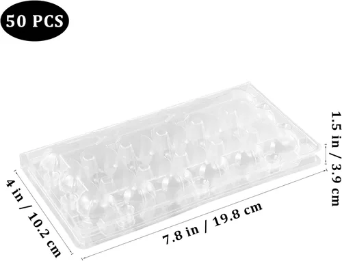 Miniatura 6 de BSETONZON - 50 unidades de 18 rejillas pequeñas de codorniz de PVC apilable caja de almacenamiento de huevos/dispensador de huevos transparente caja