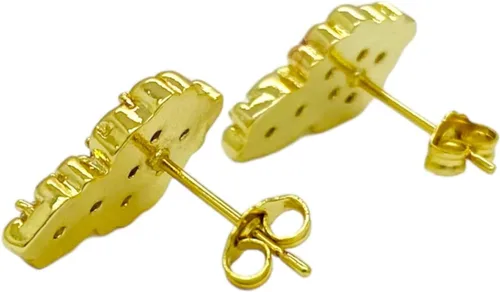 Miniatura 4 de Aretes de tuerca de plata de ley 925 con acabado de oro amarillo de 18 quilates para hombre