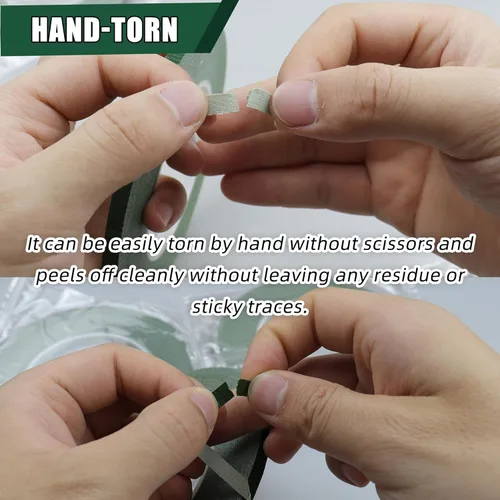 Miniatura 4 de Paquete de 2 cintas de flores verdes de fuerte adherencia – 1/4 de pulgada de ancho, cinta adhesiva impermeable multiusos para bodas