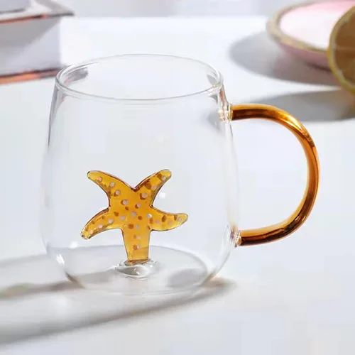 Miniatura 8 de Vasos de vidrio, patrón tridimensional transparente, bebidas de bar, taza de café helado, vaso de jugo, transparente (taza de delfin)