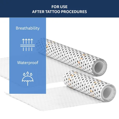 Miniatura 4 de Recovery Aftercare Derm Shield - Parche para cubrir tatuajes - Vendaje para el cuidado posterior de tatuajes sin látex e impermeable - Película mate