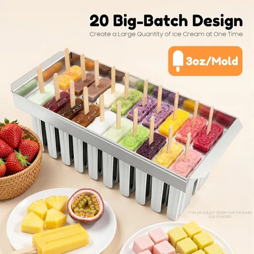 Miniatura 4 de Juego de moldes para hacer paletas, 20/30 piezas, kit de moldes de paletas de hielo de acero inoxidable, soporte para palitos de helado de paletas