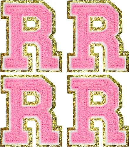 Miniatura 46 de Jongdari Letras termo-adhesivas de felpilla para ropa, parches de letras del alfabeto con brillantina para coser, con adhesivo planchado, 4 Blanco