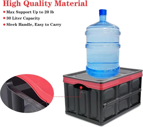 Miniatura 3 de GUOZI Contenedor de almacenamiento plegable de 30 litros con tapa, caja de almacenamiento plegable de plástico duradero, contenedor organizador