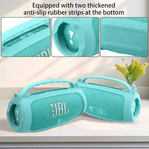 Miniatura 3 de co2CREA Funda de silicona para JBL Charge 5, altavoz Bluetooth portátil impermeable, funda protectora de viaje suave con correa para el hombro