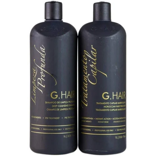 Miniatura 3 de G.HAIR Kit de tratamiento de queratina suavizante marroquí (2 pasos) 33.8 onzas / 1 L cada uno