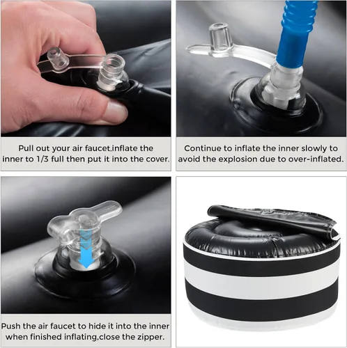 Miniatura 4 de Otomana inflable para exteriores, puf portátil de patio de 20 x 9 pulgadas, resistente al agua, resistente a la decoloración, taburetes redondos
