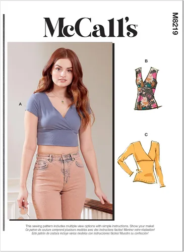 McCall's Misses' Knit Surplice Top - Kit de patrón de costura superior, código M8219, tallas 16-18-20-22-24, multicolor
