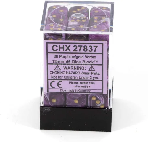 Miniatura 4 de DND - Juego de dados Chessex D&D de 0.472 in, juego de dados poliédricos de plástico vórtice morado y dorado, dados de mazmorras y dragones, incluye