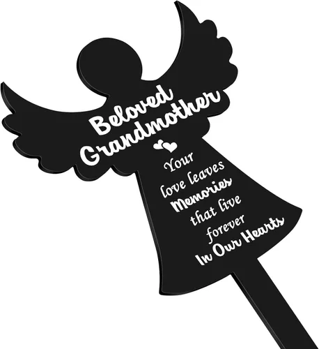 Miniatura 2 de Roowest Estacas conmemorativas para cementerio, placa de estaca, marcadores de ángel, para exteriores, acrílico, condolencias, impermeables