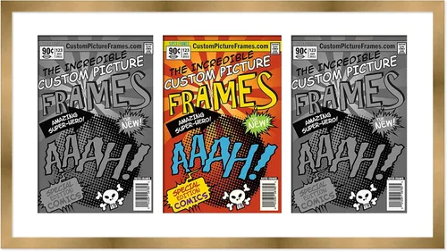 Miniatura 77 de Marco de cómic negro con alfombrilla negra para cómics de la Edad Dorada