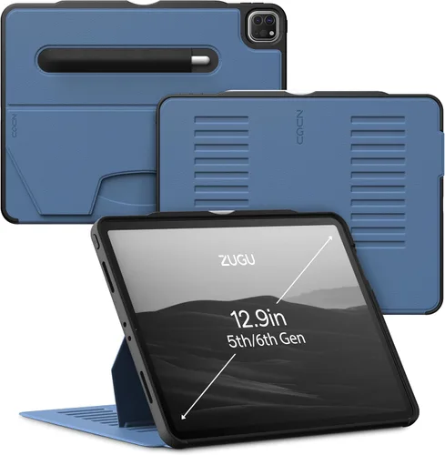ZUGU - Funda protectora ultra delgada para iPad Pro de 12.9 pulgadas de 5ª y 6ª generación de 2021/2022 con soporte, cubierta protectora delgada con