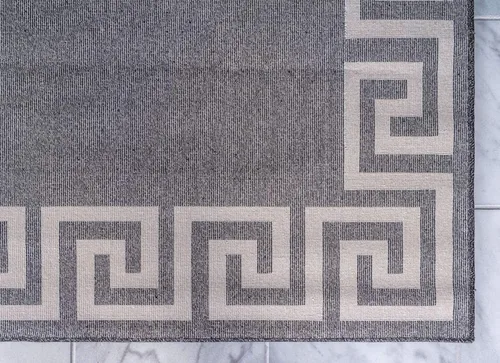 Miniatura 9 de Unique Loom Athens Collection - Alfombra clásica geométrica con diseño de borde moderno, 2 x 3 pies, color carbón/beige