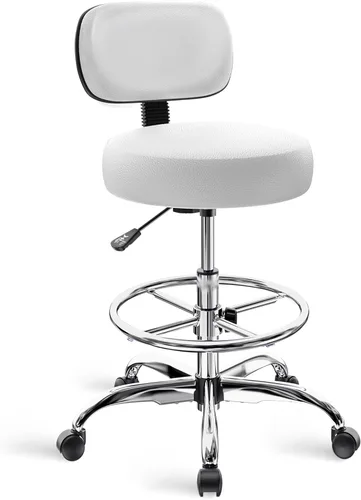 Miniatura 11 de SUPERJARE Silla de dibujo con respaldo, taburete con reposapiés ajustable, silla de escritorio de oficina multiusos, cojín de asiento grueso