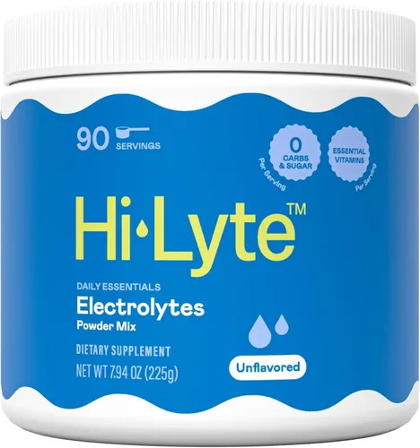 Hi-Lyte Mezcla de electrolitos en polvo, soporte de hidratación sin sabor para el bienestar diario, ayuno, cetogénico, sodio, potasio, magnesio,