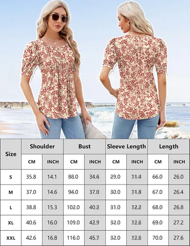 Miniatura 5 de LOMON Blusa de manga larga y corta para mujer, plisada, cuello redondo, estilo casual, holgada, para otoño