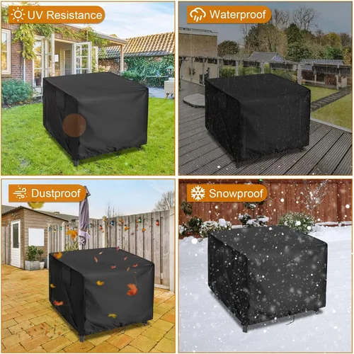 Miniatura 6 de Kingling Funda cuadrada para mesa de exterior, 24 pulgadas, cubierta cuadrada para mesa de patio, impermeable, pequeña funda para muebles de patio