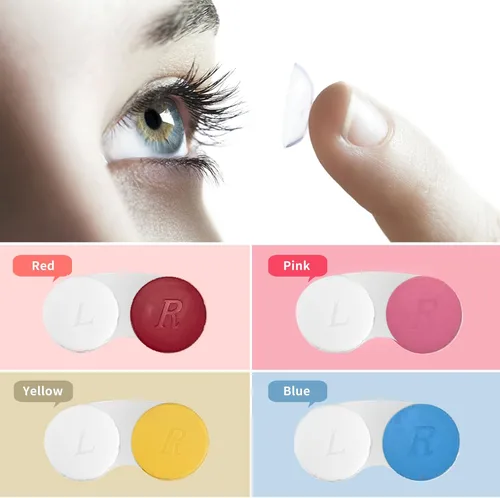 Miniatura 4 de Estuche para lentes de contacto de 12 piezas, caja colorida para lentes de contacto izquierdos/derechos, contenedor de soporte para lentes de 12