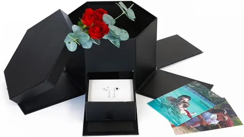 USA-SALES UNIKPACKAGING - Caja de regalo de flores con forma hexagonal de alta calidad, con cajón, tamaño 9.5 x 8.3 x 6.1 pulgadas, para arreglos