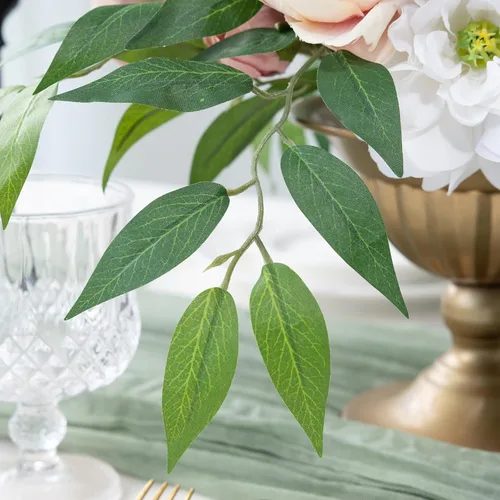 Miniatura 8 de mizii 36 tallos de vegetación artificial de Ruscus italiano, hojas verdes de seda de 20 pulgadas, tallos de plantas falsas en aerosol, guirnalda