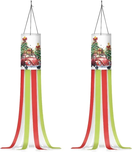 Miniatura 34 de Mumeson 2 piezas de calcetines de viento de otoño de arce de otoño, decoración al aire libre con bandera de cola, decoración colgante para pared