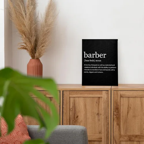 Miniatura 4 de PHAMTE Arte de pared de definición de peluquería, decoración de peluquería moderna, impresión de citas de barbería enmarcadas, pintura en lienzo