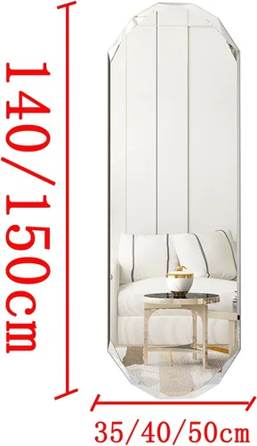 Miniatura 2 de Espejo decorativo para montaje en pared para baño de cuerpo entero, espejo largo para puerta grande, espejo cosmético, transparente, estable