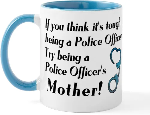 Miniatura 35 de CafePress Taza de café de cerámica de 11 oz (11.0 fl oz) de Police Mom
