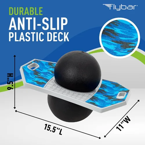 Miniatura 5 de Flybar Pogo - Pelota de truco para niños, tabla de rebote de equilibrio con cubierta antideslizante, bomba incluida, juguetes para interiores