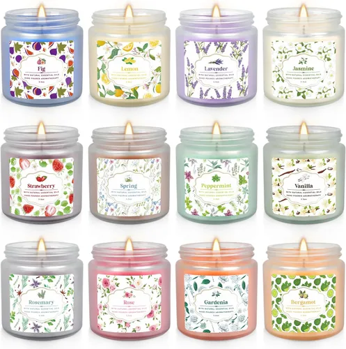 Miniatura 6 de YOROXRG Juego de 12 velas perfumadas de cera de soja, velas de lata de viaje para el hogar, 3.05 onzas para mamá para Navidad, cumpleaños, Acción
