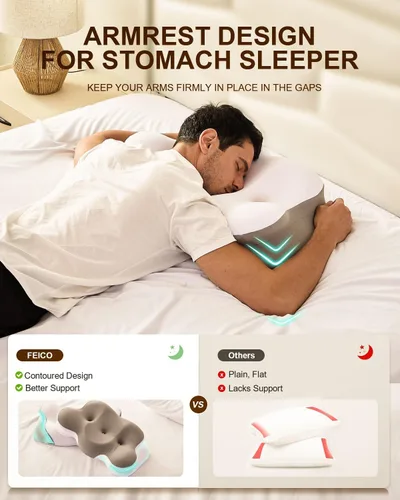 Miniatura 6 de Almohada cervical para el cuello, almohada de espuma viscoelástica para aliviar el dolor de cuello, almohada ergonómica de enfriamiento de contorno