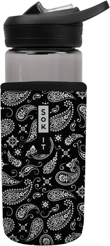 Miniatura 130 de Sok It BotlSok Funda para botella de agua con cubierta de neopreno aislante (Floral abstracto, se ajusta a CamelBak o Nalgene de 12 onzas)