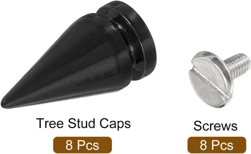Miniatura 3 de uxcell 8 remaches de punta de cono de 0.39 x 0.78 pulgadas para manualidades de cuero, ropa, zapatos, cinturones, bolsas (negro brillante)