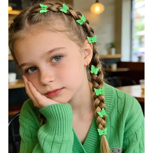 Miniatura 4 de YISSION 60 pinzas para el cabello de mariposa verde mate, lindas pinzas pequeñas de mariposa con caja paquete de los años 90 Y2K accesorios