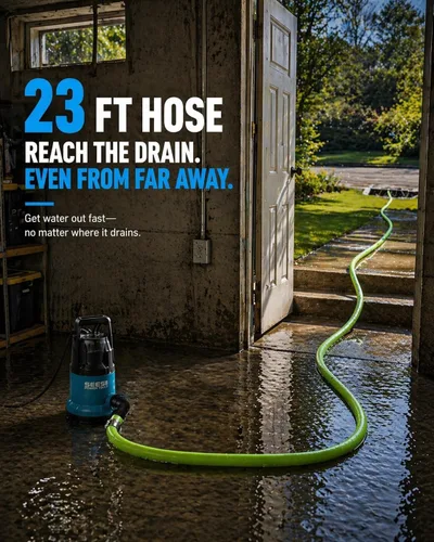 Miniatura 3 de SEESII Bomba de agua sumergible 1HP, bomba de sumidero de alto flujo de 4755 GPH con kit de manguera de 23 pies, red de filtro antiobstrucción