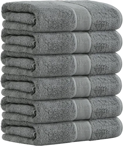 Miniatura 20 de Aibaser Toallas de baño, 27 x 54 pulgadas, naturales, ultra absorbentes, para baño, viajes, gimnasio, ducha y spa (juego de 6 piezas) (azul)