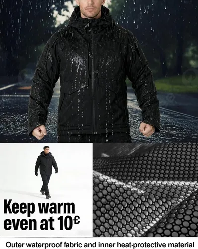 Miniatura 4 de Chaqueta de esquí de nieve para hombre, chaqueta cálida táctica de camuflaje, impermeable, con capucha, resistente al viento, parka de invierno