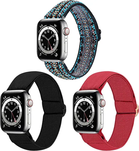 Miniatura 7 de Dsytom Paquete de 3 correas elásticas compatibles con Apple Watch de 1.496 pulgadas, 1.614 pulgadas, 1.575 pulgadas, 1.654 pulgadas, 1.732 pulgadas