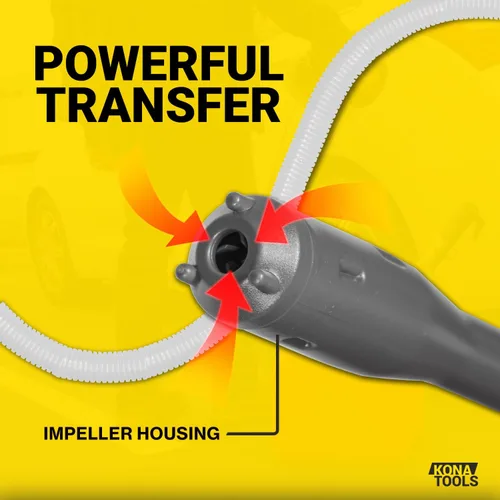 Miniatura 5 de KTEP01 Bomba de transferencia de combustible alimentada por batería (3.2 galones/minuto) Tubo de succión de 19 pulgadas, manguera de salida