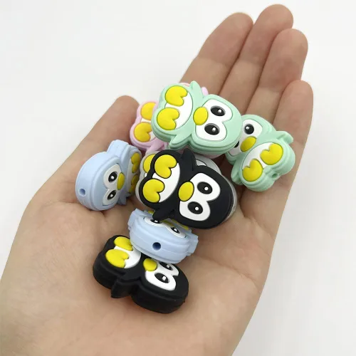 Miniatura 6 de 10 cuentas con forma de pingüino de dibujos animados de silicona, cuentas focales de pingüino, cuentas de animales, cuentas espaciadoras sueltas