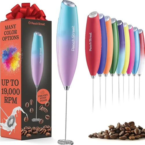 Miniatura 27 de Potente espumador de leche de mano, mini espumador de leche, funciona con pilas (no incluida), mezclador de bebidas de acero inoxidable para café