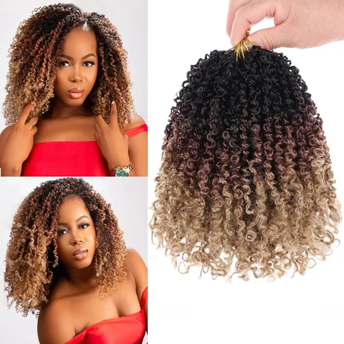 Miniatura 18 de Unionbeauty - Paquete de 8 trenzas de ganchillo Yanky Twist de 6 pulgadas, 8 paquetes, color negro natural, micro Passion Twist, extensiones