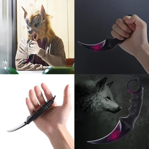 Miniatura 2 de TOPOINT Cuchillo Karambit, cuchillo de hoja fija de acero inoxidable con funda y cuchillo de cordón CS-GO para caza, campamento y supervivencia