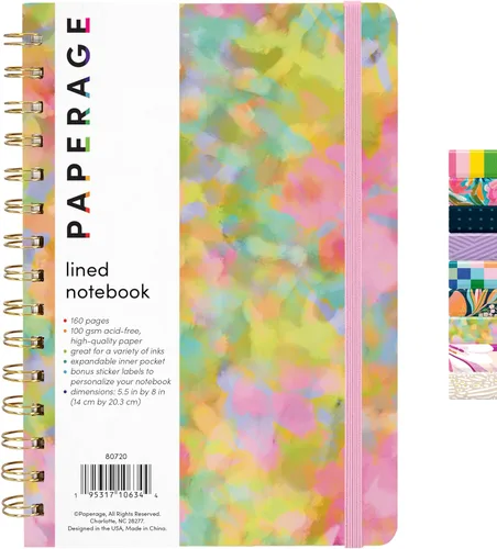 Miniatura 40 de PAPERAGE Cuaderno de espiral rayado, (azul marino, verde oliva, kraft), paquete de 3, 160 páginas, tamaño mediano de 5.5 x 8 pulgadas, papel grueso